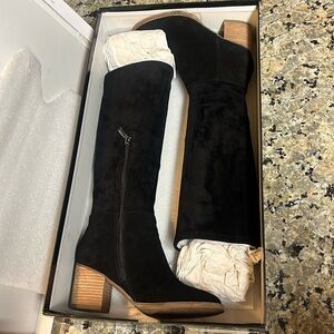 Blondo Nada Black Suede Waterproof Knee High Stretch Boots Size 8.5